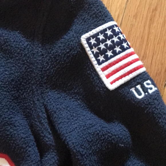 Polo Boys 4 T washed once fleece half zip up. 🇺🇸 navy with grey, red & white. - Picture 3 of 10